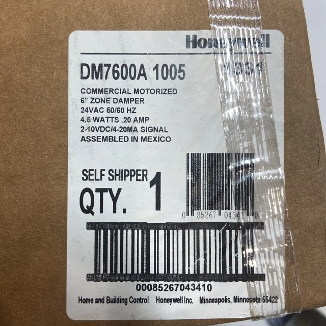 HONEYWELL DM7600A1005 ROUND ZONE DAMPER 6in. DIA 24 VAC