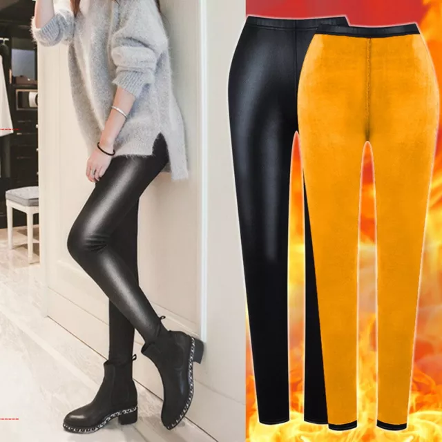 WOMENS PU LEATHER High Waist Wet Look Leggings Lady Stretch Pant Pencil  Trousers £8.99 - PicClick UK