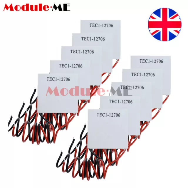 10PCS TEC1-12706 Heatsink Thermoelectric Cooler Cooling Peltier Plate Module UK