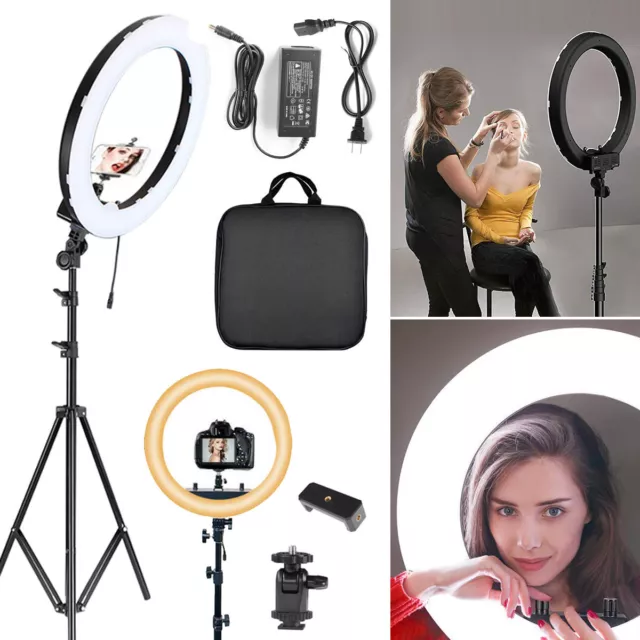 18'' inch LED Ring Light Kit W/ Stand Dimmable 5500K For Camera Makeup Phone