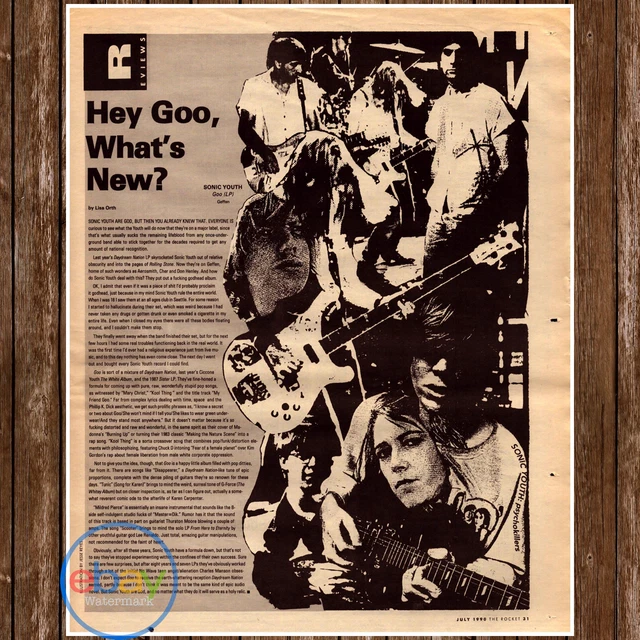 VINTAGE 1990 SONIC Youth Goo LP Promo Hey Goo What's New Print Ad