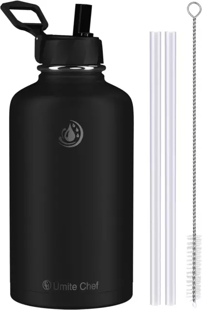 Water Bottle, Vacuum Insulated Wide Mouth Stainless-Steel Sports Water Bottle wi