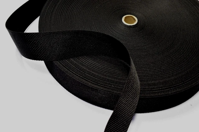 2" Inch Black Polypropylene Webbing Strap Fabric #099