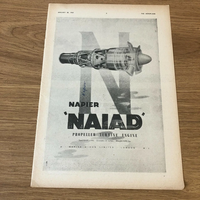 (STA19) Advert 11x8" D. Napier & Son Limited, 'NAIAD' Propeller Turbine Engine