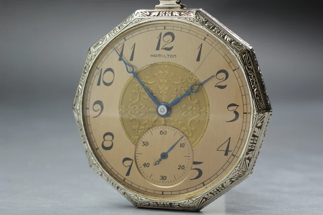 EXC+5] HAMILTON 922 Reloj de Bolsillo 23 Joyas 14k Chapado en Oro