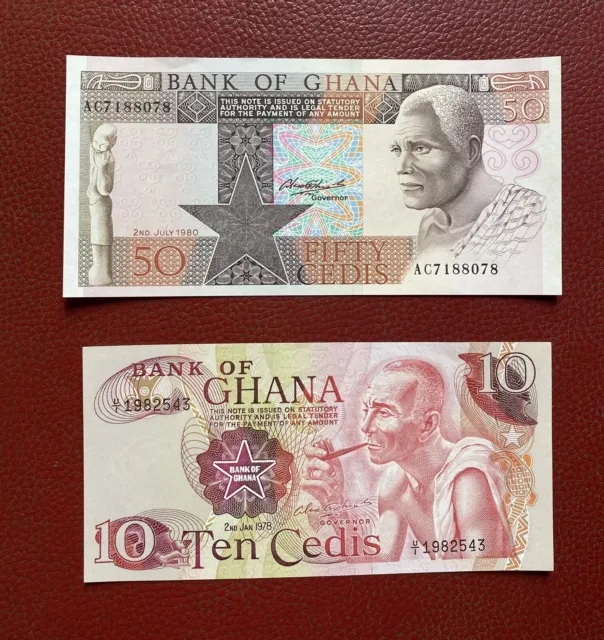 Biljet, Ghana, 10 ,50 Cedis, 1978, 1980-01-02,  NIEUW#Ul1982543,AC7188078