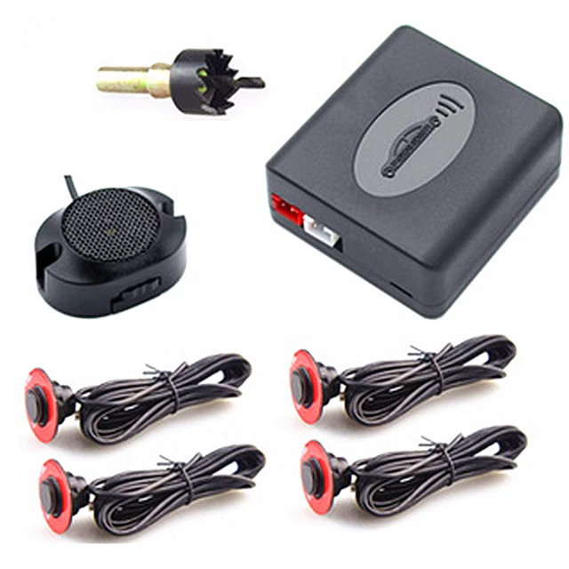 Car Backup Flat Hidden Radar Buzzer Alarm Adjustable Sound With 4 Parking Sensor