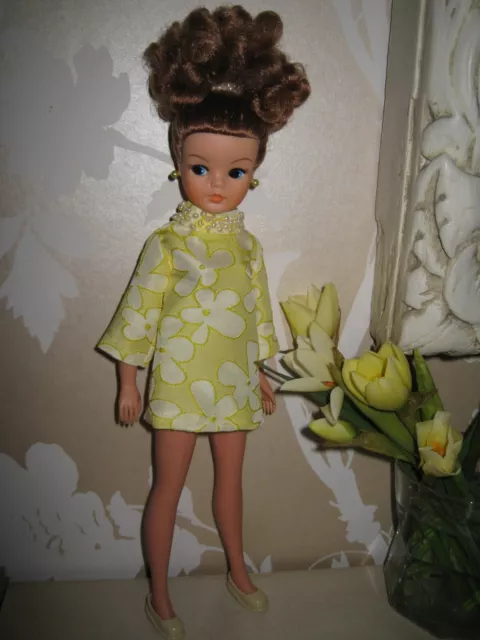 Sindy Masquerade , auburn hair , new 60s style dress, cream courts