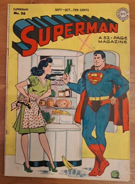 SUPERMAN #36 GOLDEN AGE 1945 Comic Book 10 Cent LOIS LANE Complete MR MXYZTPLK