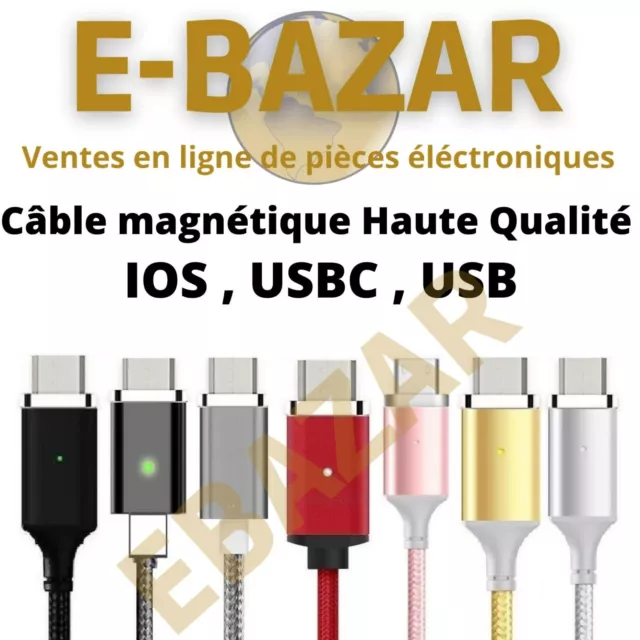 Cable Full USB Chargeur Magnétique Data USBC Type C, Android micro USB ou iOS