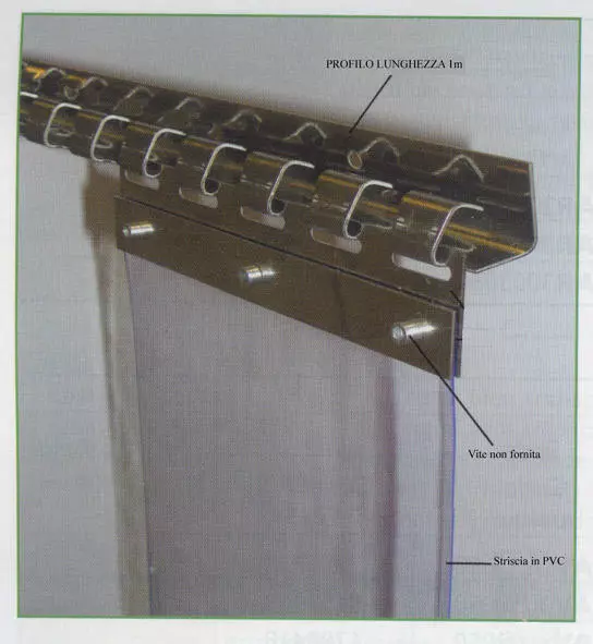 Sistema di Fissaggio INOX, Tende PVC Kristall Flessibile a Lamelle
