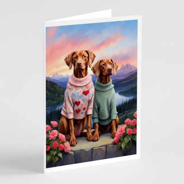 Vizsla Two Hearts Greeting Cards and Envelopes Pack of 8 DAC4705GCA7P