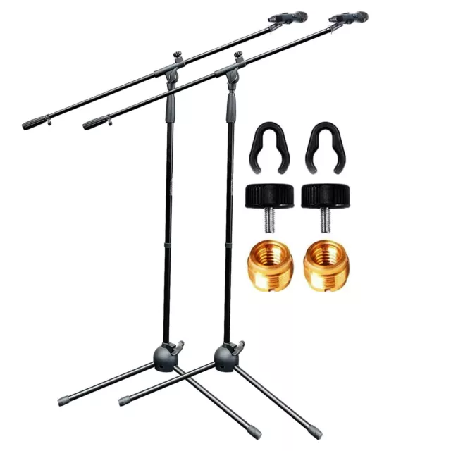 2x Microphone Stand 360° Rotating Mic Clip Boom Arm Foldable Tripod Holder 5Core