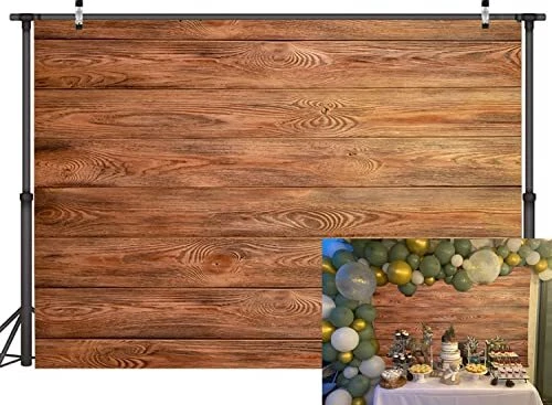 Telón de fondo de madera para fotografía marrón rústico telón de fondo para fiesta 10x8 ft