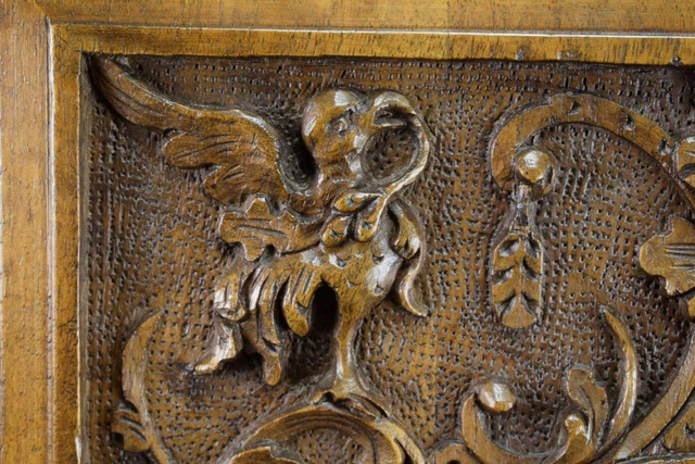 French Antique Gothic Hand Carved Wood Cupboard Door 19th 5