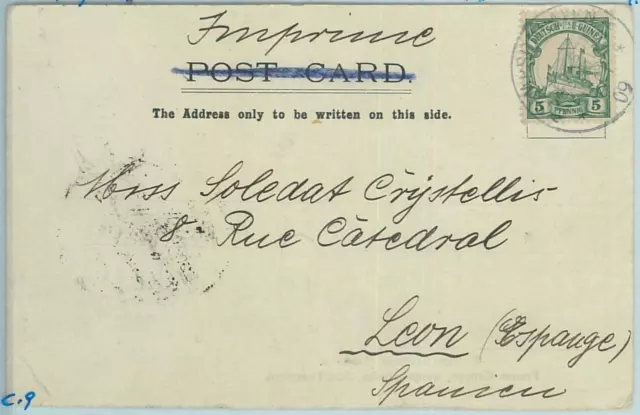 68807 - GERMANY: Guinea - Postal History - POSTCARD: Simpsonhafen to SPAIN 1909