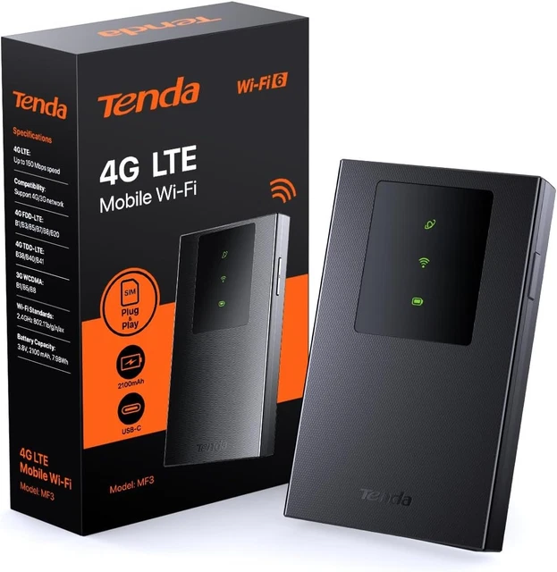 * TENDA MF3 Mobiler WLAN-Router (Mobile Hotspot), 4G LTE, AX300 Wi‑Fi 6 ...