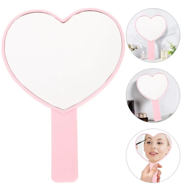 2 piezas espejo de corazón con mango espejo de mano espejo portátil espejos de corazón pequeños