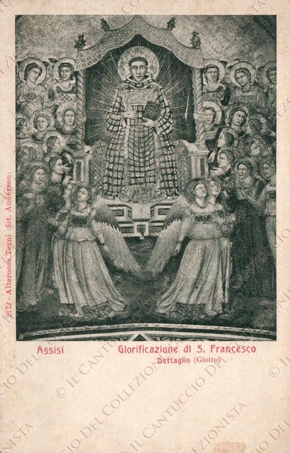 Glorificazione di S. Francesco Dettaglio GIOTTO Assisi Cartolina