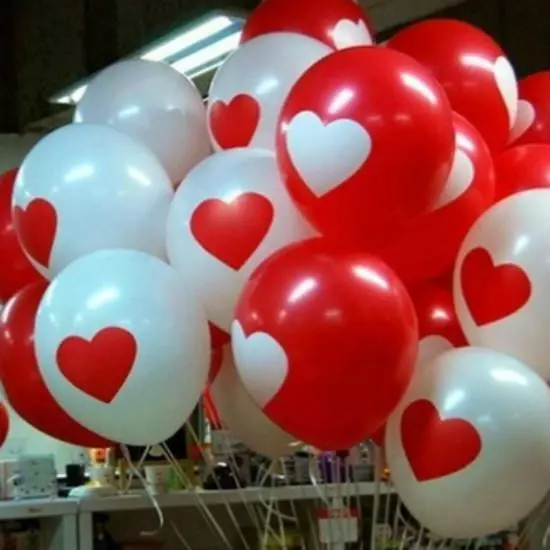 6 ballon Blanc avec coeur rouge ou rouge cœur blanc fête St valentin mariage