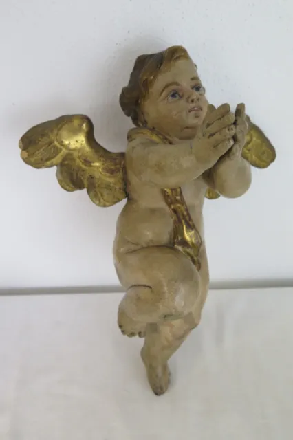 sehr alter betender Engel Putto Barockengel Holz geschnitzt  40 cm