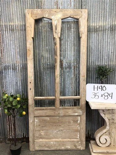 Antique French Single Door (35x84) 4 Pane Glass European Door H90