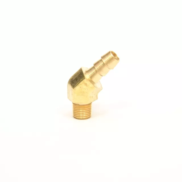 3/8 Hose Barb 1/8 NPT Male 45 Degree Elbow Brass Fitting, Air, Oil, Gas WATE