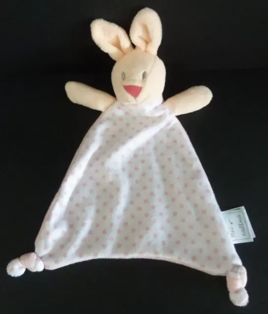 46. DOUDOU PLAT MES PETITS CAILLOUX LAPIN rose blanc pois rond triangle - TTBE