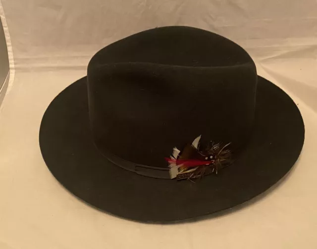 Dobbs Black Wool Fedora Bishop Size 7 1/4
