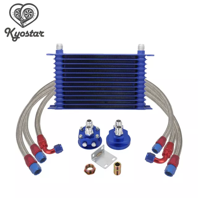 Universal Aluminum Allloy 10AN 13-Row Blue Trust Type Oil Cooler Relocation Kits