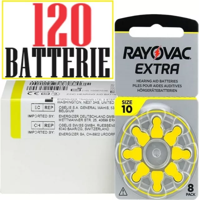 120 batterie per apparecchi acustici 10 PR70 rayovac pile per protesi udito