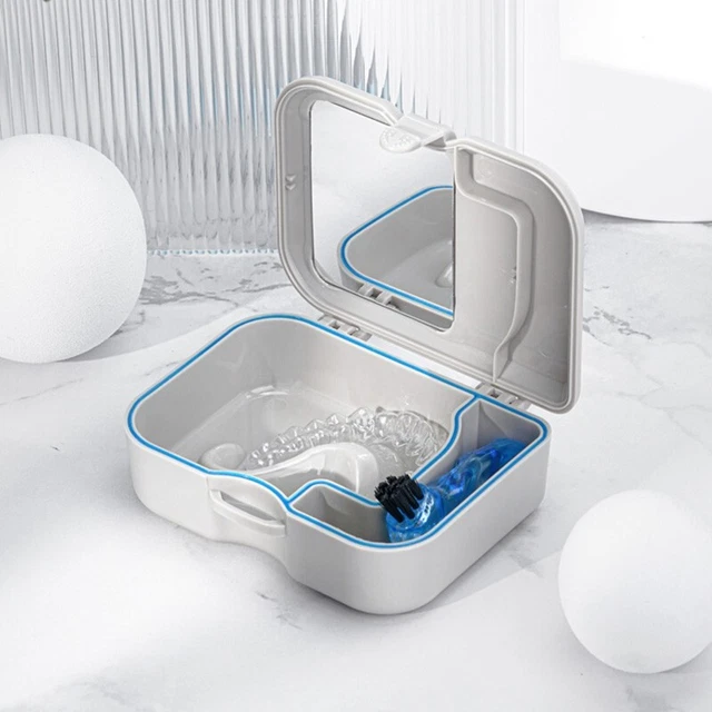 Denture Cup Denture Travel Storage Case with Mirror Brush For Mouth Guards