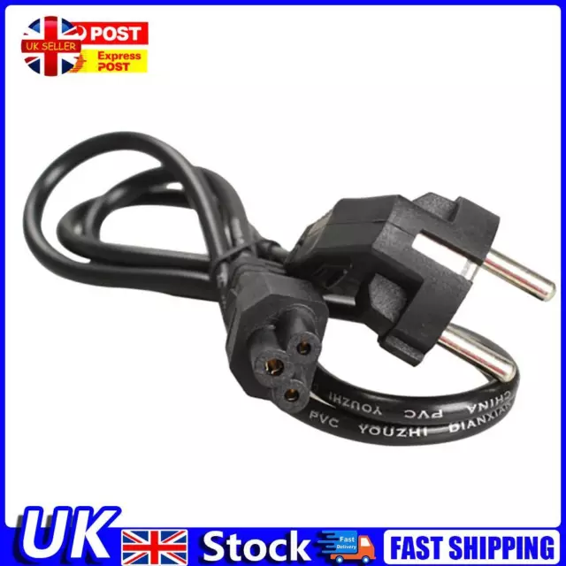 1M EU 3 Prong 2 Pin AC Laptop Power Cord Adapter Cable Black  UK