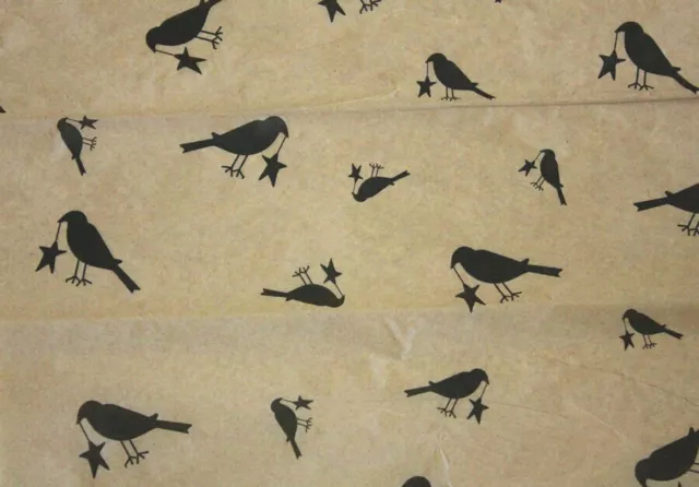 Primitive Black CROW w/ Star Tissue Paper on Kraft # 300 ~ 10 Large Sheets