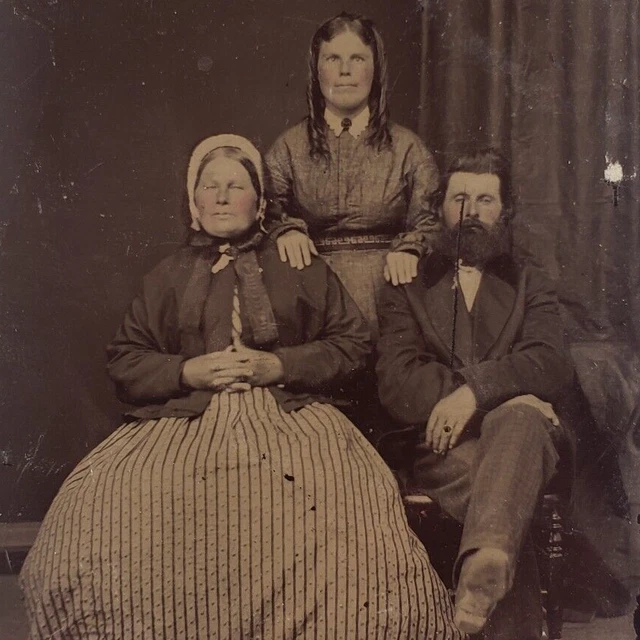 Fargo North Dakota Family Tintype c1870 Antique 1/6 Plate Photo Group Man F692