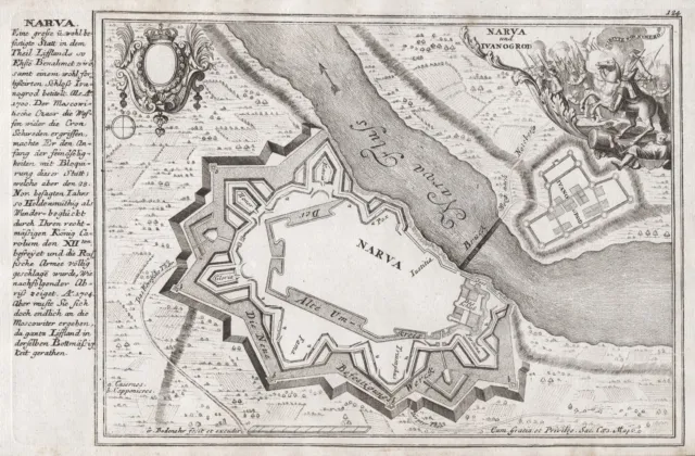 Narva Ida-Viru Estonia Estland Bodenehr engraving Kupferstich 1720