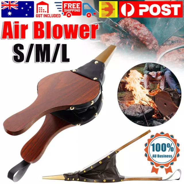 Fireplace Bellows Wooden Air Blower Cast Nozzle Hand Bellow Pump Fire Tool S/M/L