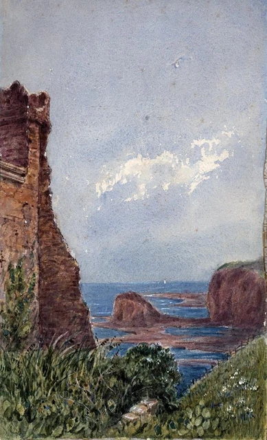 TABLEAU AQUARELLE BORD de mer Bretagne signé Bob XXème EUR 1,00 - PicClick FR