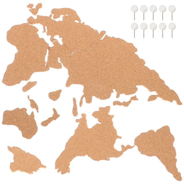 PLANCHE DE BOIS Carte Du Monde Tableau En Liège Pour Souvenirs EUR 21