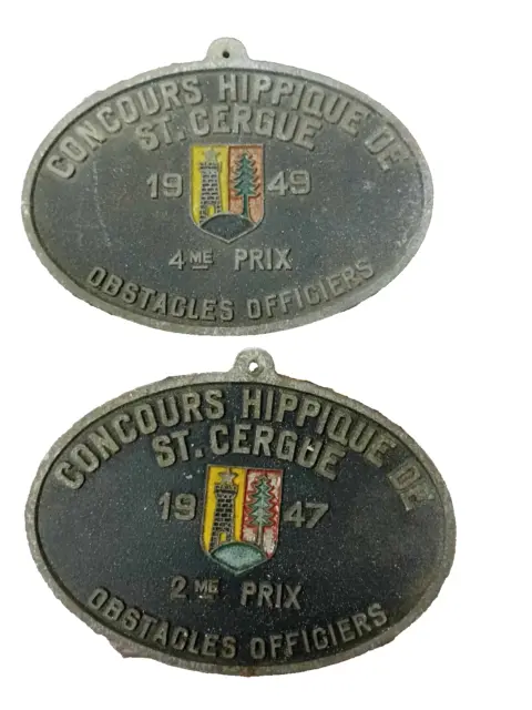 lot de 2 plaques en metal concours hippique 1947/49