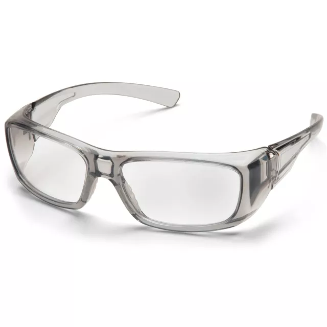 Pyramex Emerge Safety Glasses Readers Gray Frame Clear Full Magnifying Lens