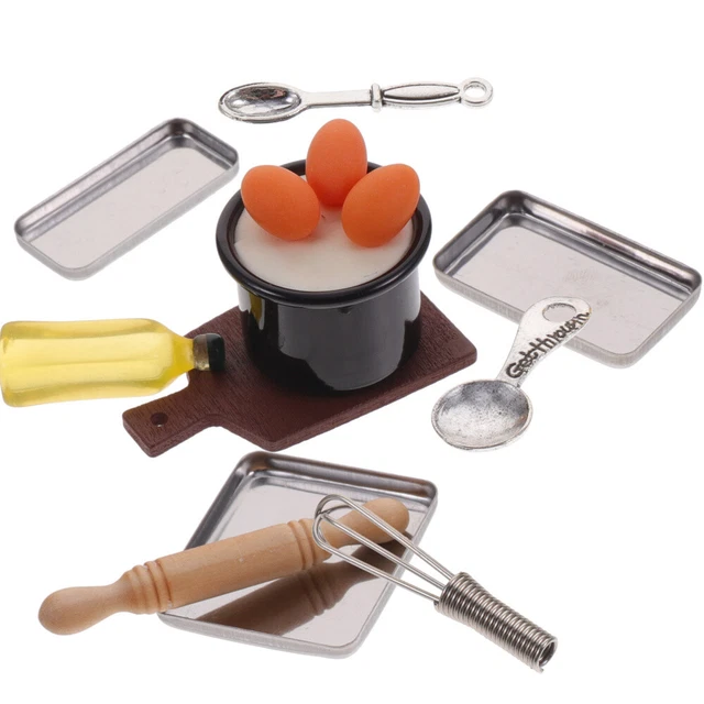 Juego de utensilios de cocina modelo de resina de hadas para hornear jardín a escala 1:12