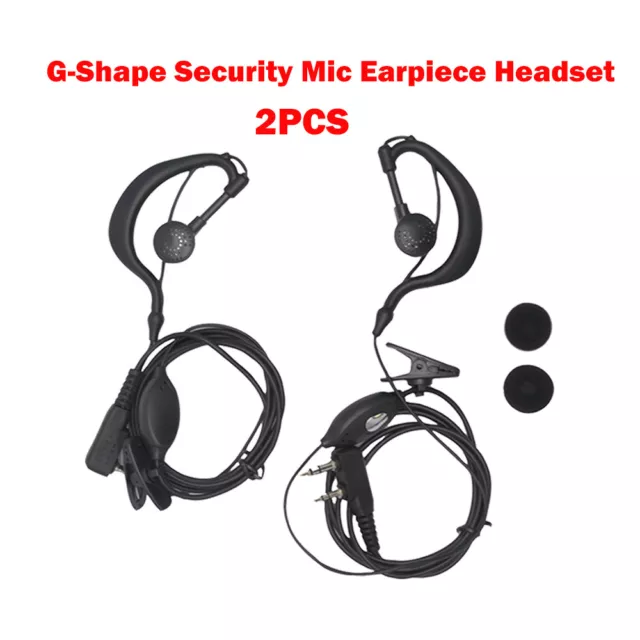 2 Pcs Headset/Earpiece Ear Clip For Radio Security 2 Pin Walkie Talkie AU