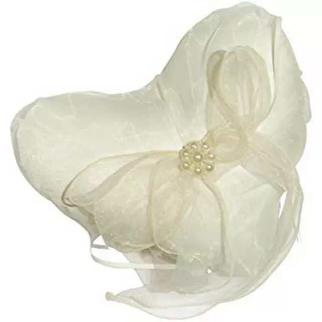 Coussin mariage porte-alliances coeur, ivoire