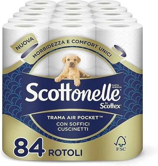 Scottonelle Carta Igienica Soffice e Trapuntata, Confezione da 84 Rotoli (6x14)