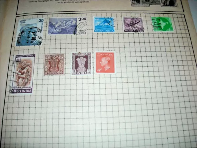 Collection of various India Stamps. A page from an old Stamp Album. 2