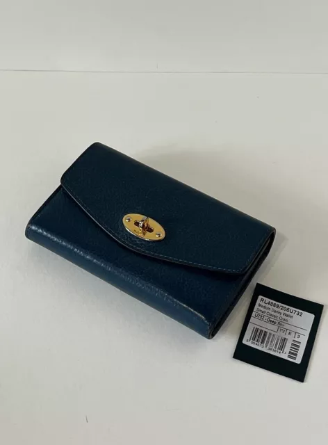 MULBERRY Medium Darley Wallet in Small Classic Blue Grain RRP £350