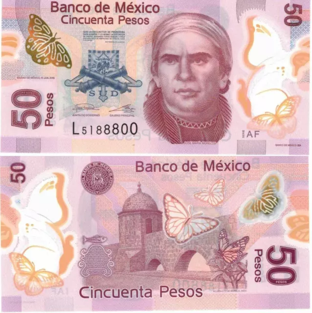 50 Pesos Mexico Bill 2019  Uncirculated -  - Free Shipping