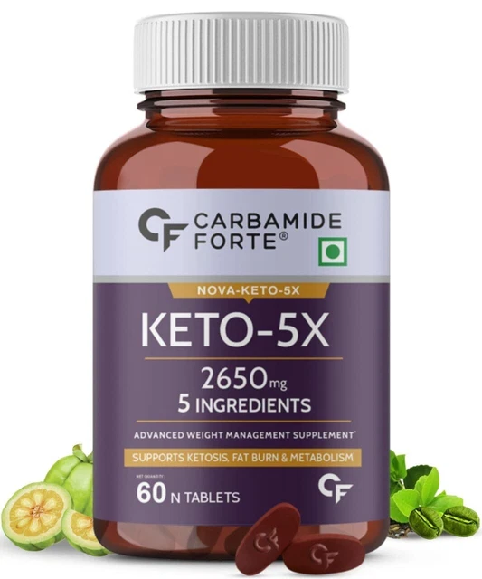 Quemador de grasa Carbamide Forte Keto y suplemento natural para perder peso - 60 tabletas