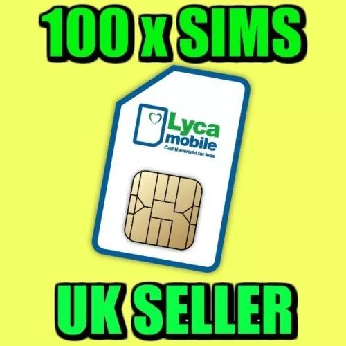 100 X Lyca Mobile Pay As You Go 4G Sim Cards UK New Bulk Wholesale Joblot